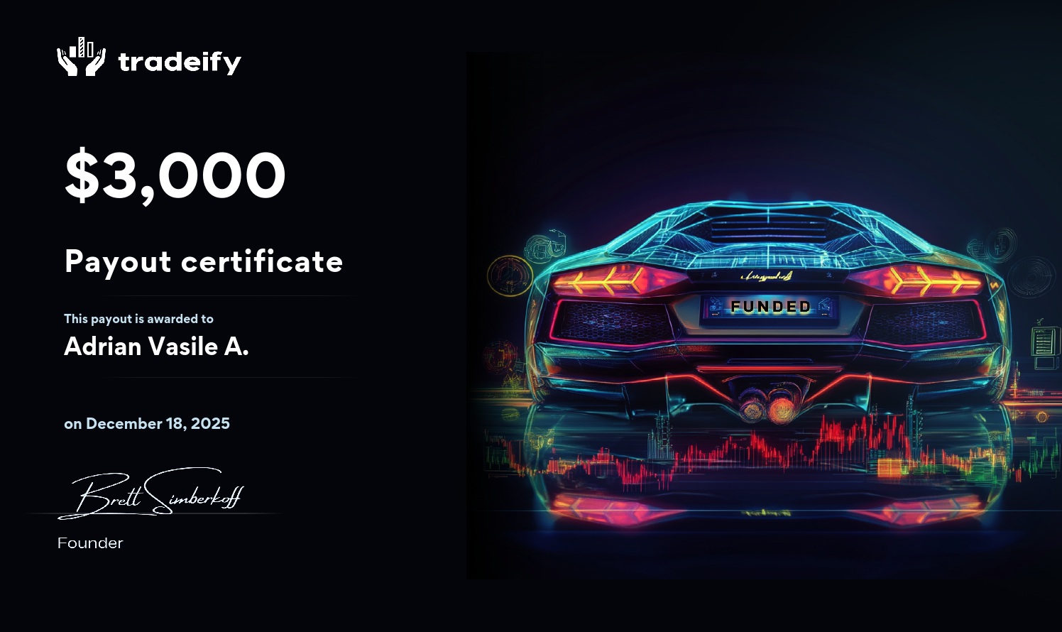 Payout certificate, $3,000